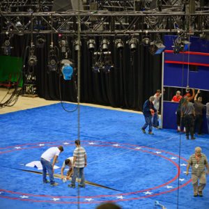 debate stage gets built