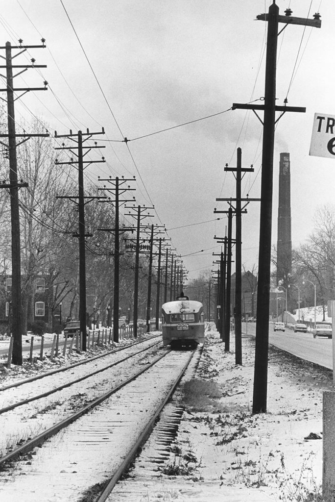 streetcar moves along