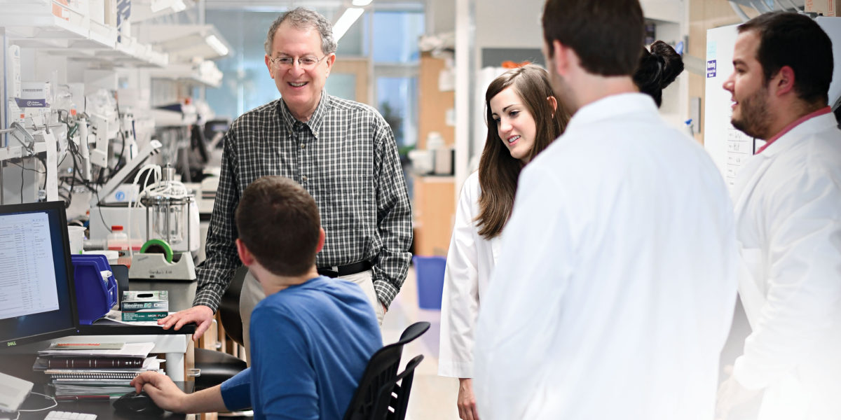 Jeffrey I. Gordon, MD, directs the Washington University School of Medicine’s Center for Genome Sciences and Systems Biology. Along with talented students and colleagues, Gordon has harnessed the power of specialized mouse models to study the ­microbial communities that colonize the human gut. (James Byard/Washington University)