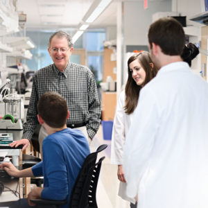 Jeffrey I. Gordon, MD, directs the Washington University School of Medicine’s Center for Genome Sciences and Systems Biology. Along with talented students and colleagues, Gordon has harnessed the power of specialized mouse models to study the ­microbial communities that colonize the human gut. (James Byard/Washington University)