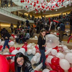 Olin centennial celebration balloon drop