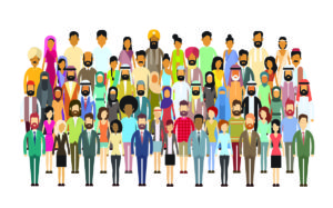 Illustration of a diverse group of business people