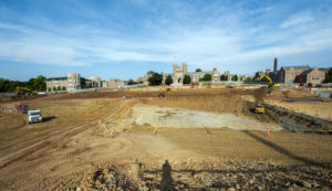 Brookings behind construction zone dirt