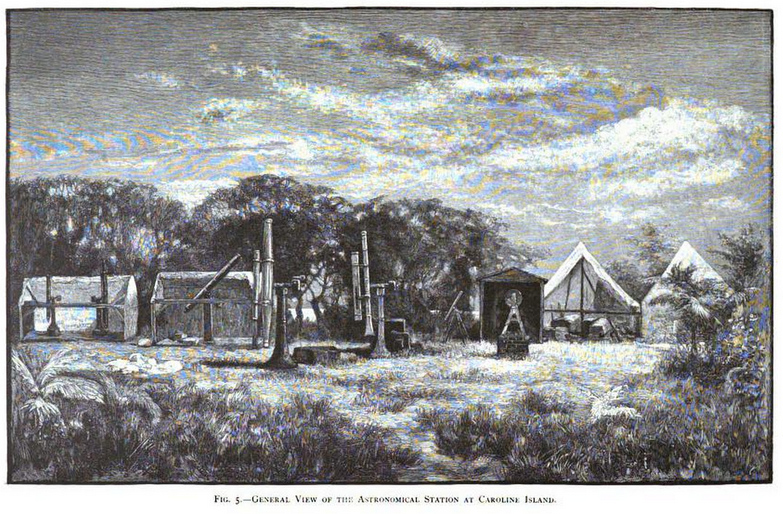 Edward Holden's eclipse observation base in Caroline Islands