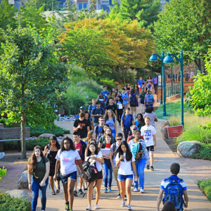 students walking to class