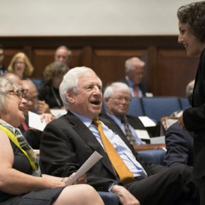 Kurtzman chats with Mrs. Sortino and John Danforth