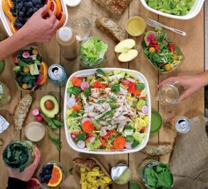 a table filled with many foods