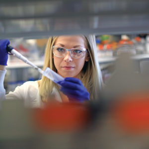 Cheryl Leyns is among the promising graduate students spread out across the School of Medicine. She works in David Holtzman’s lab, researching pathologies of Alzheimer’s disease. (Photo: James Byard)