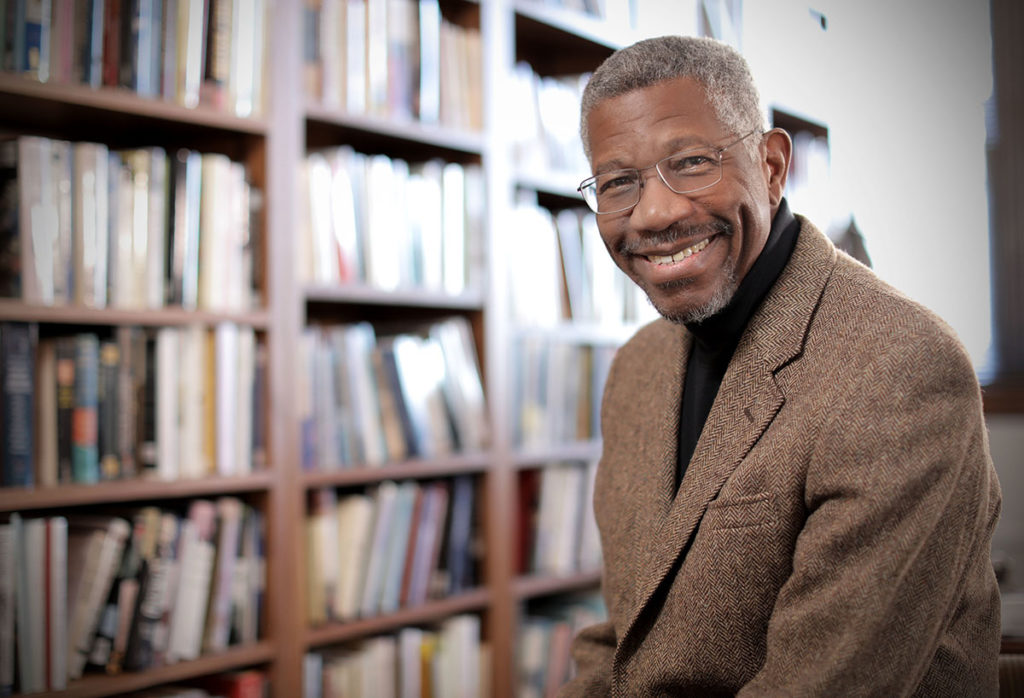 Gerald Early, the Merle Kling Professor of Modern Letters in the Department of English and professor in the African and African American Studies Department, in his office. Photo by James Byard