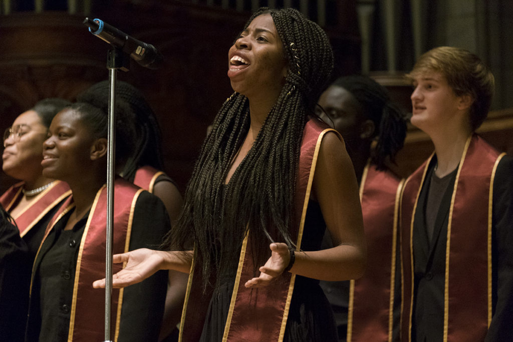 students singing