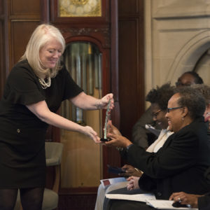 Brown School Dean Mary McKay (left) and E. Aracelis Francis