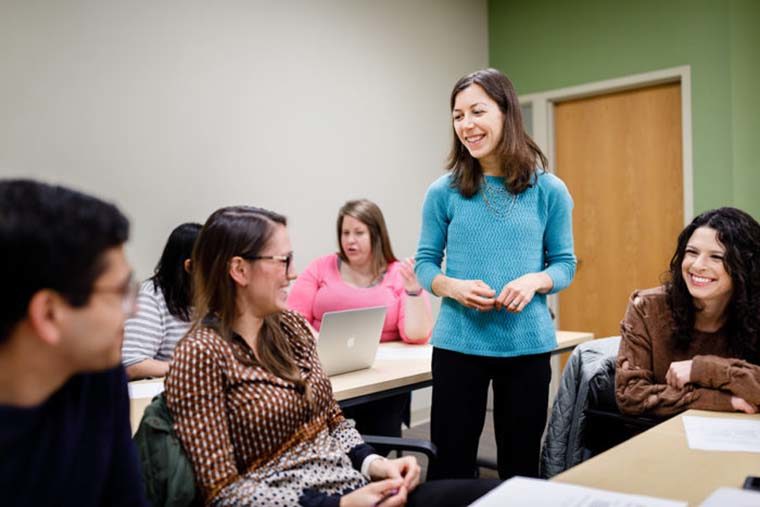 Mary Politi teaches a class