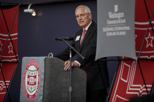 Wertsch speaks at McDonnell International Scholars Academy dinner in 2017.