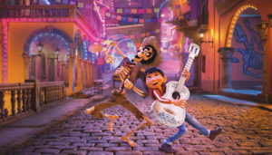 In Disney•Pixar’s “Coco,” Miguel’s love of music ultimately leads him to the Land of the Dead where he teams up with charming trickster Hector. Alumnus Chris Bernardi served as set supervisor on the movie. (© 2017 Disney•Pixar. All Rights Reserved.)