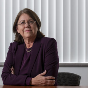 Barbara L. Potts, newly-appointed as Assistant Vice Chancellor for Finance and Controller at Washington University in St. Louis, poses for a photograph on the WUSTL North Campus in St. Louis Thursday, Oct. 25, 2018. Photo by Sid Hastings