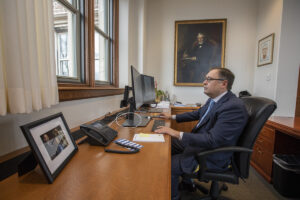 Andrew Martin at his desk