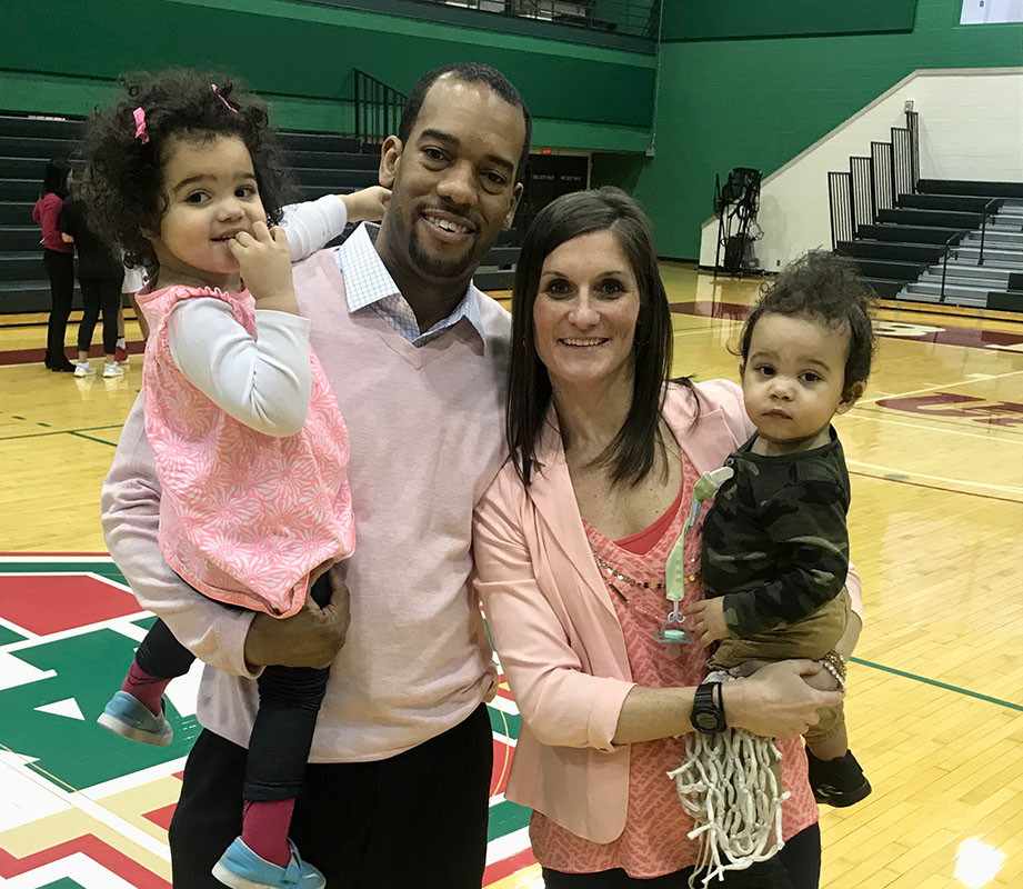 Head coach with her family