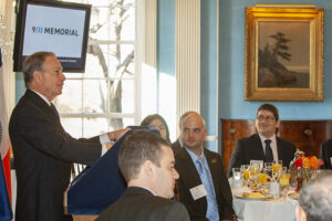 Mayor Bloomberg talks to Washington University’s McDonnell International Scholars Academy students at Gracie Mansion, the mayor’s official residence, while the students were on a tour of New York City in 2008.