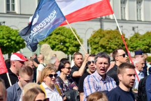 How citizens remember a nation’s past glories and tragedies may spur the mobilization of nationalist protest movements, such as this May 2019 rally in Poland to protest the country's membership in the European Union. Shutterstock Image.