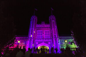 Brookings Hall during party at the park