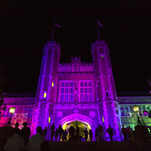 Brookings Hall during party at the park