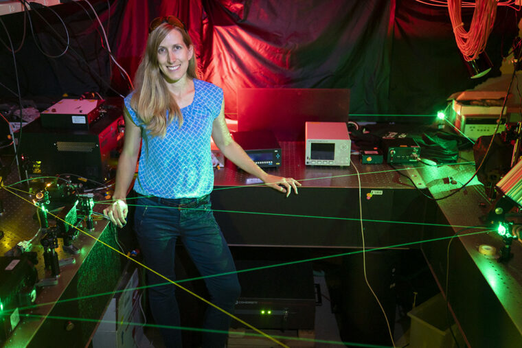 Jennifer Dionne in her lab