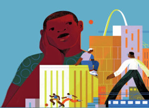 Illustration of black men and boys in St. Louis