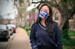 student with mask