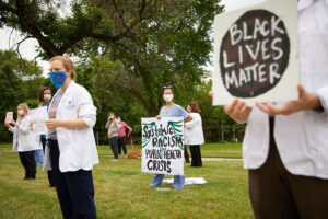 White Coats for Black Lives event