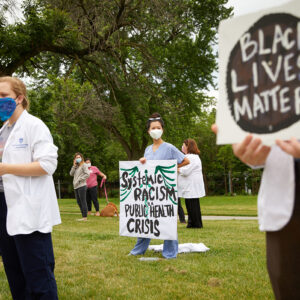 White Coats for Black Lives event