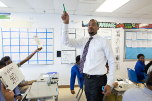 Josh Humphrey leading math class