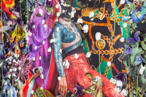 A close up of a piece of Ebony G Patterson's art work at the Contemporary Art Museum St. Louis