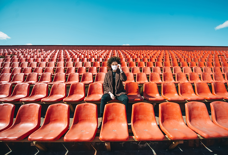 fan in empty stadium