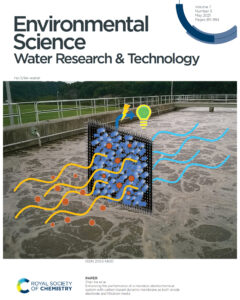 Cover image of Environmental Science, Water Research & Technology shows illustration of microbial fuel cell that also filters wastewater.