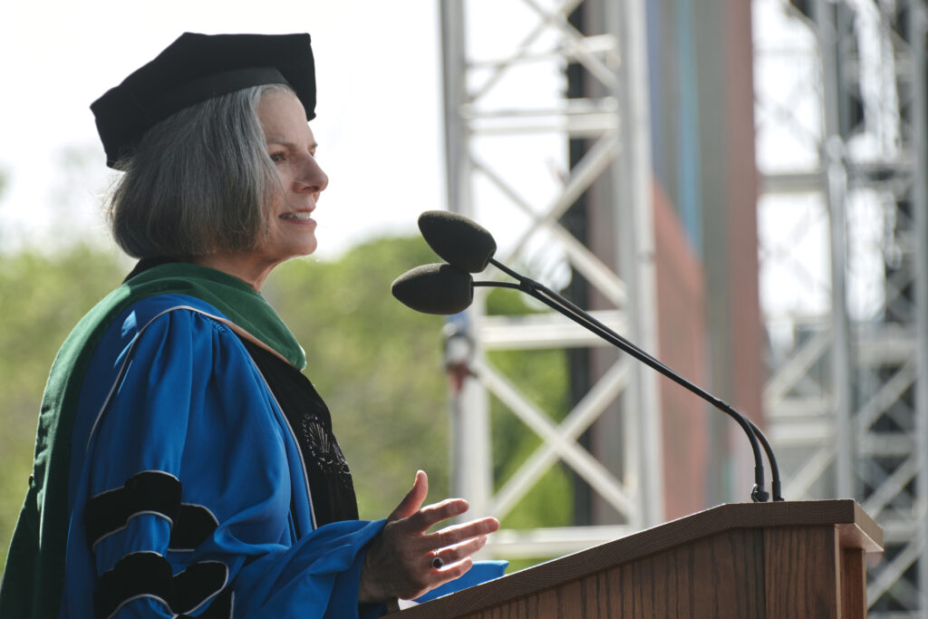 Julie L. Gerberding, MD, delivers the Commencement address