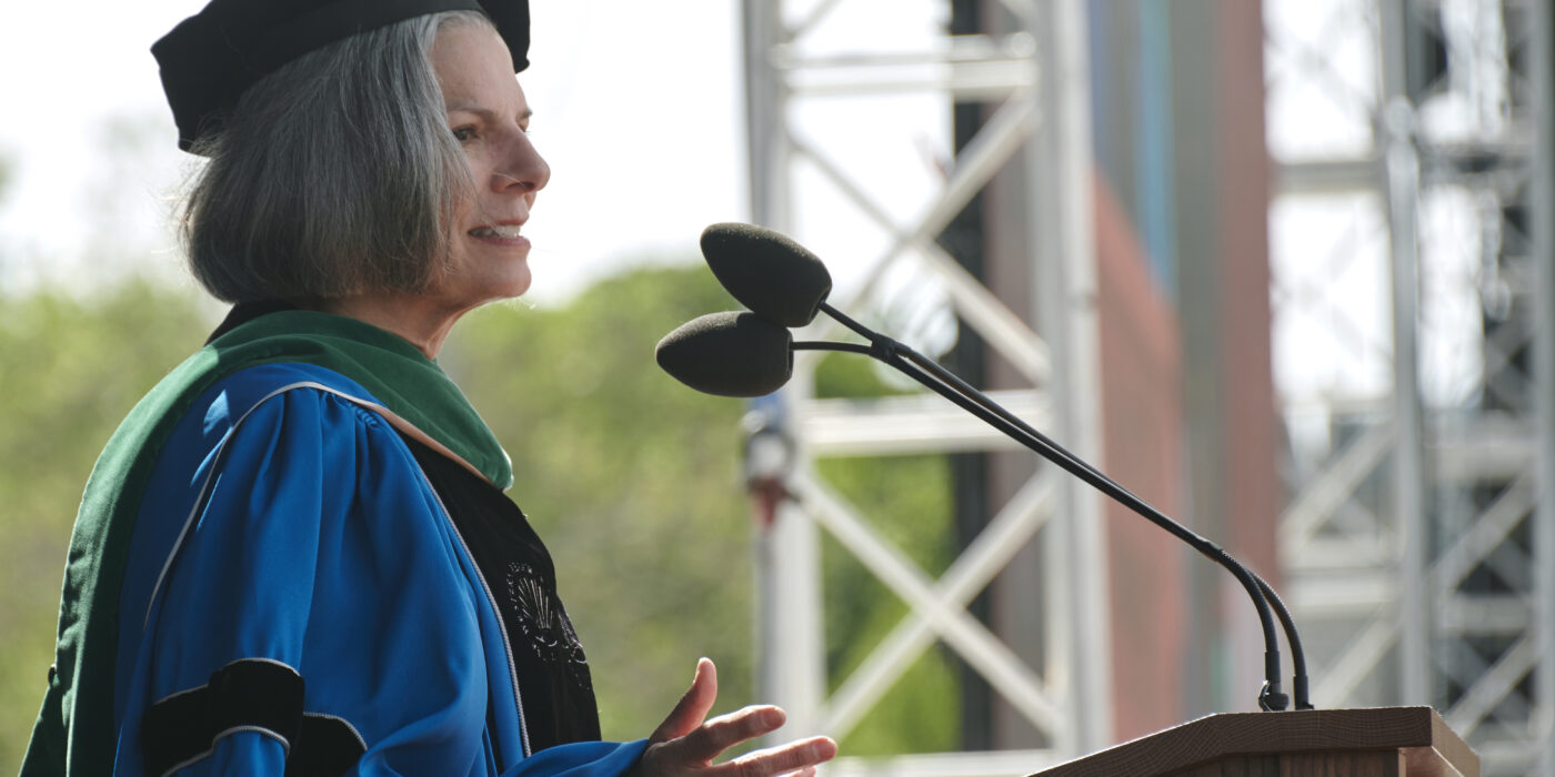 Julie L. Gerberding, MD, delivers the Commencement address