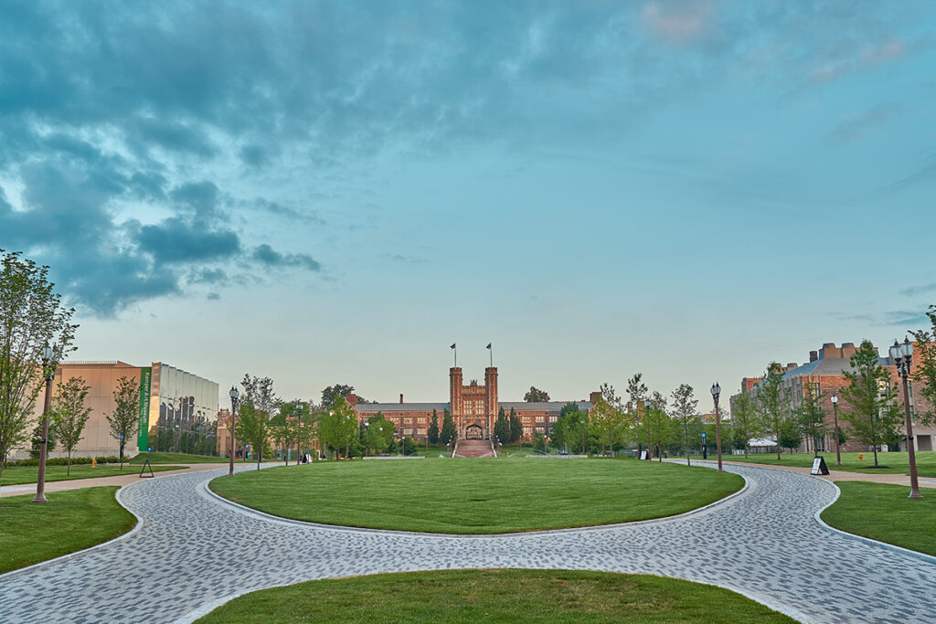 Brookings Hall at sunset