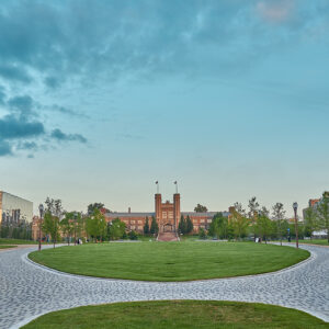 Brookings Hall at sunset