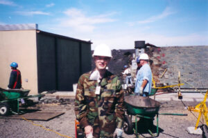 John Inazu on roof of the Pentagon building days after the 9/11 attack.