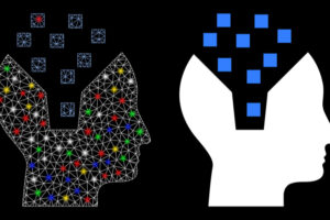 Illustration of two beads with memories represented as blocks