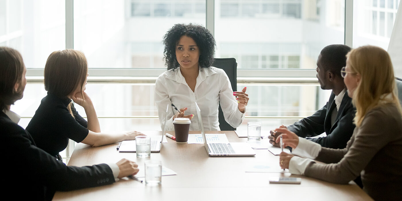 Team leader at conference table