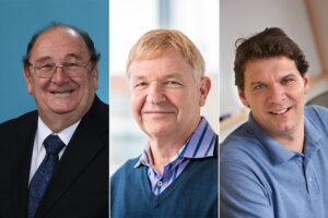 Headshots of Douglas F. Covey, Jeffrey Milbrandt, and Daniel Moran