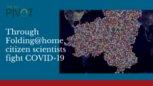 graphic for the big pivot and folding@home with digital illustration of data modeling