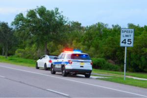 picture of a traffic cop who has pulled over a driver