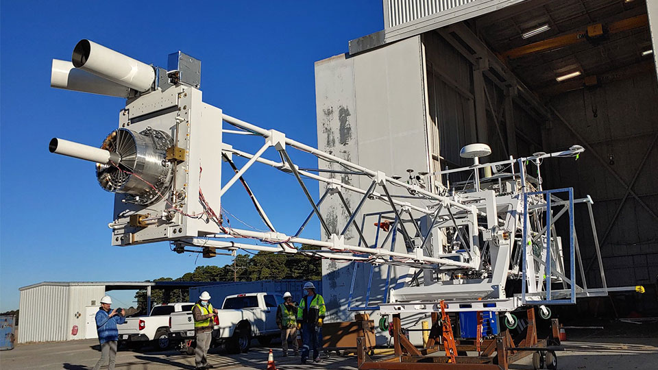 Close up view of the XL-Calibur payload structure