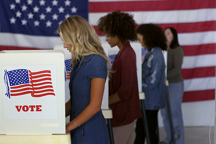 Women voters at ballot booths