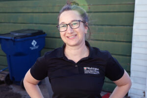 Postdoctoral fellow Elizabeth Carlen examines the influence of urbanization on the evolution of eastern gray squirrel. (Photo: Tom Malkowicz)