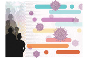 Cover of Environmental Science Water Research & Technology with illustration of SARS-CoV-2 virus
