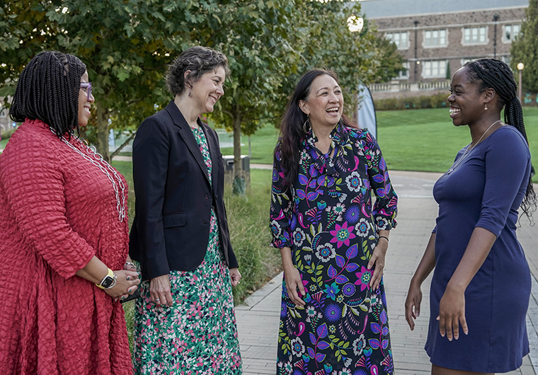 Ronné Turner, Beverly Wendland, Anna Gonzalez and senior Emma D. McMillian at the Make Way launch event Oct. 6 in Tisch Park.