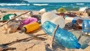 plastics on beach